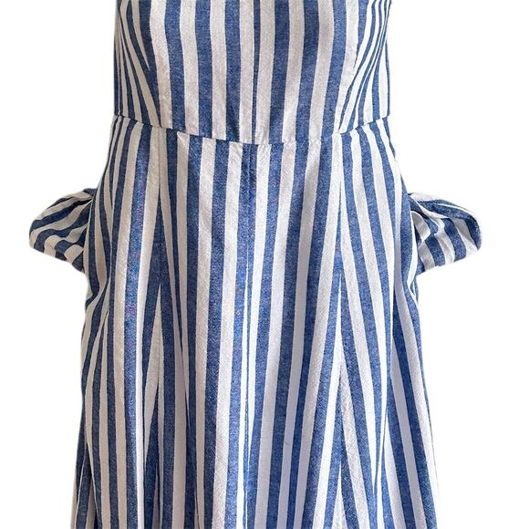 Old Navy Women's Petite Fit & Flare Midi Dress Blue Striped Size M - Picture 7 of 11